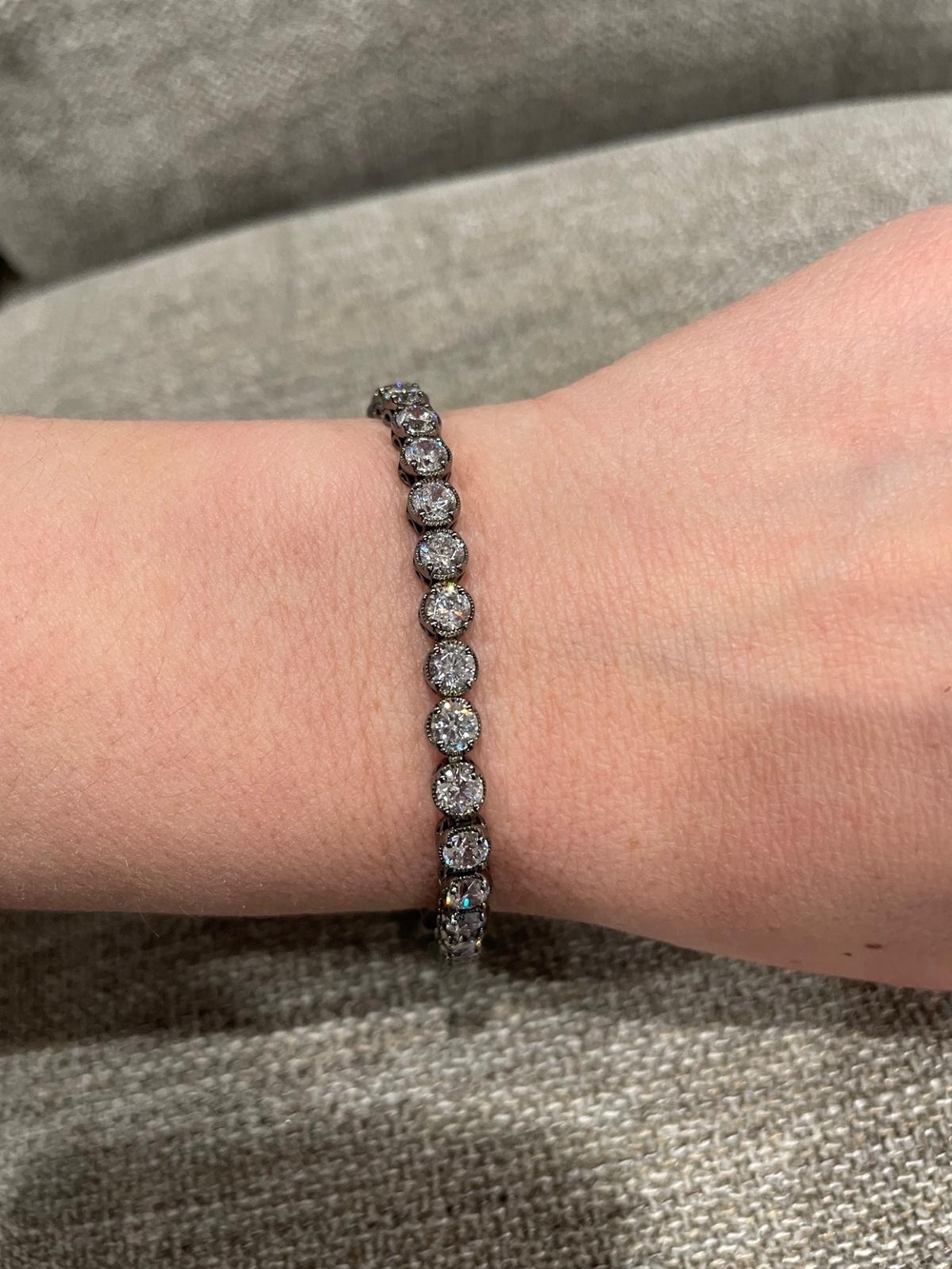 Sparkling Black Rhodium Tennis Bracelet with Clear Stones - Women Jewelry